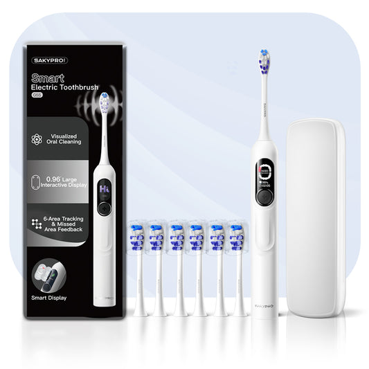 G5S Smart Electric Toothbrush 6 Brush Heads White