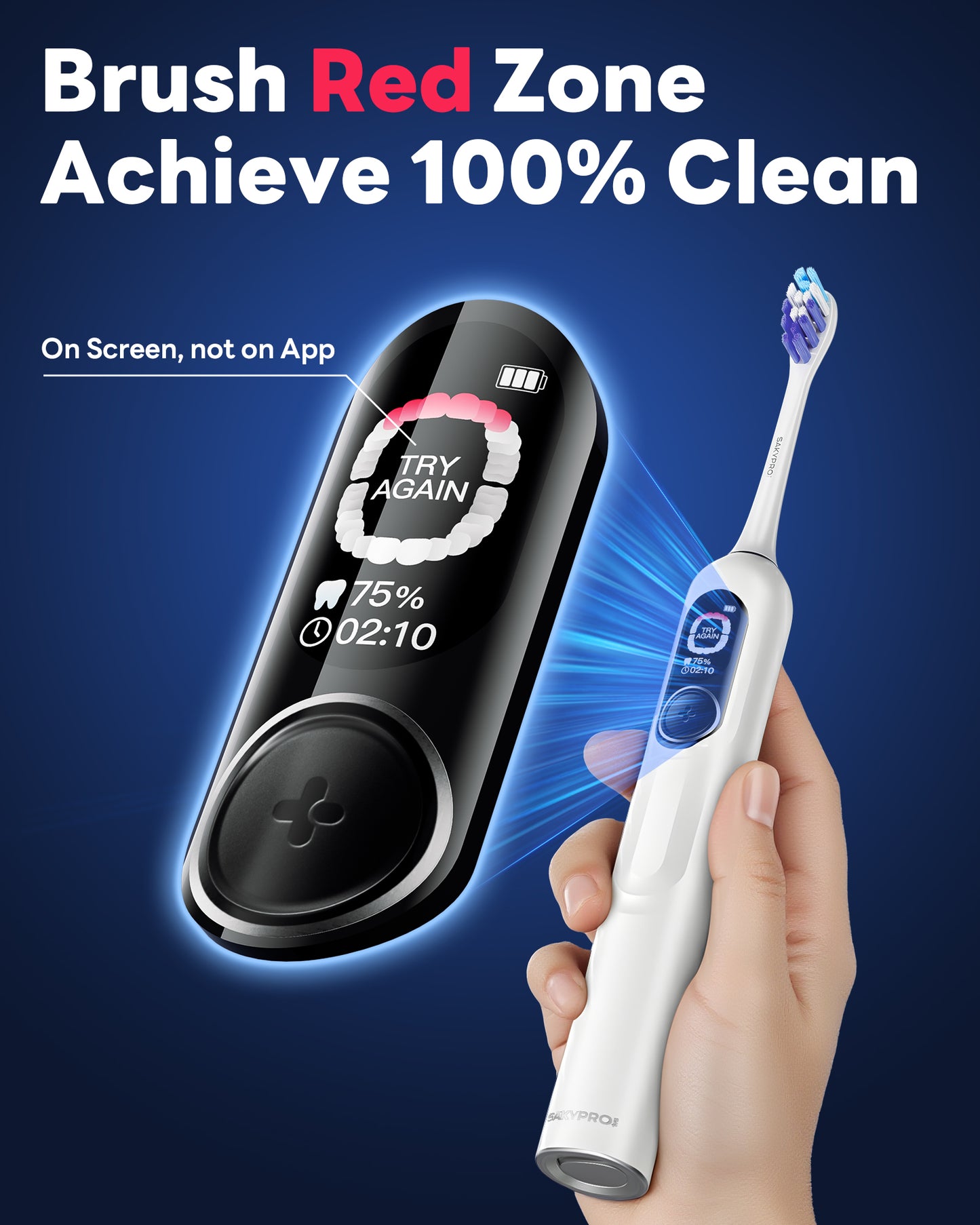 G5S Smart Electric Toothbrush 6 Brush Heads White
