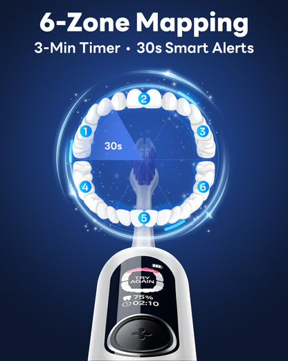 G5S Smart Electric Toothbrush 6 Brush Heads White