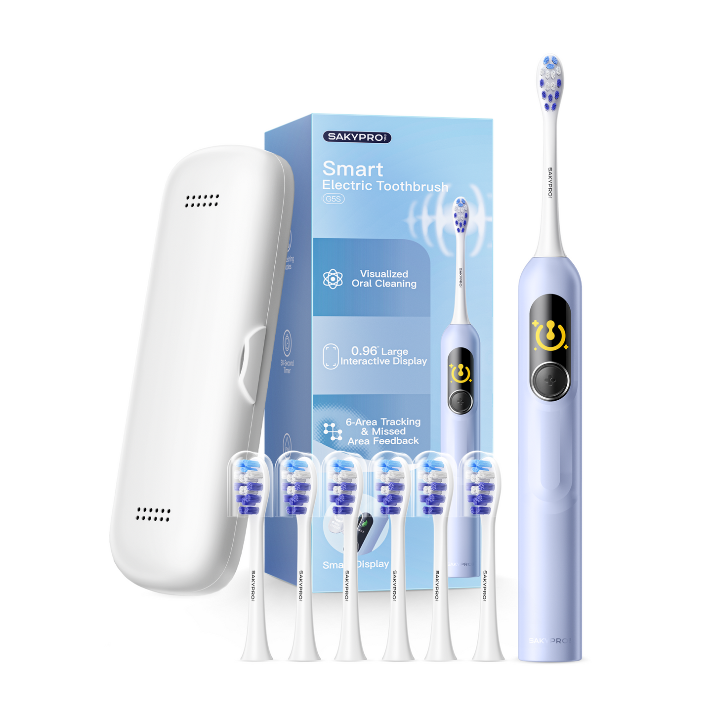 G5S Smart Electric Toothbrush 6 Brush Heads Blue