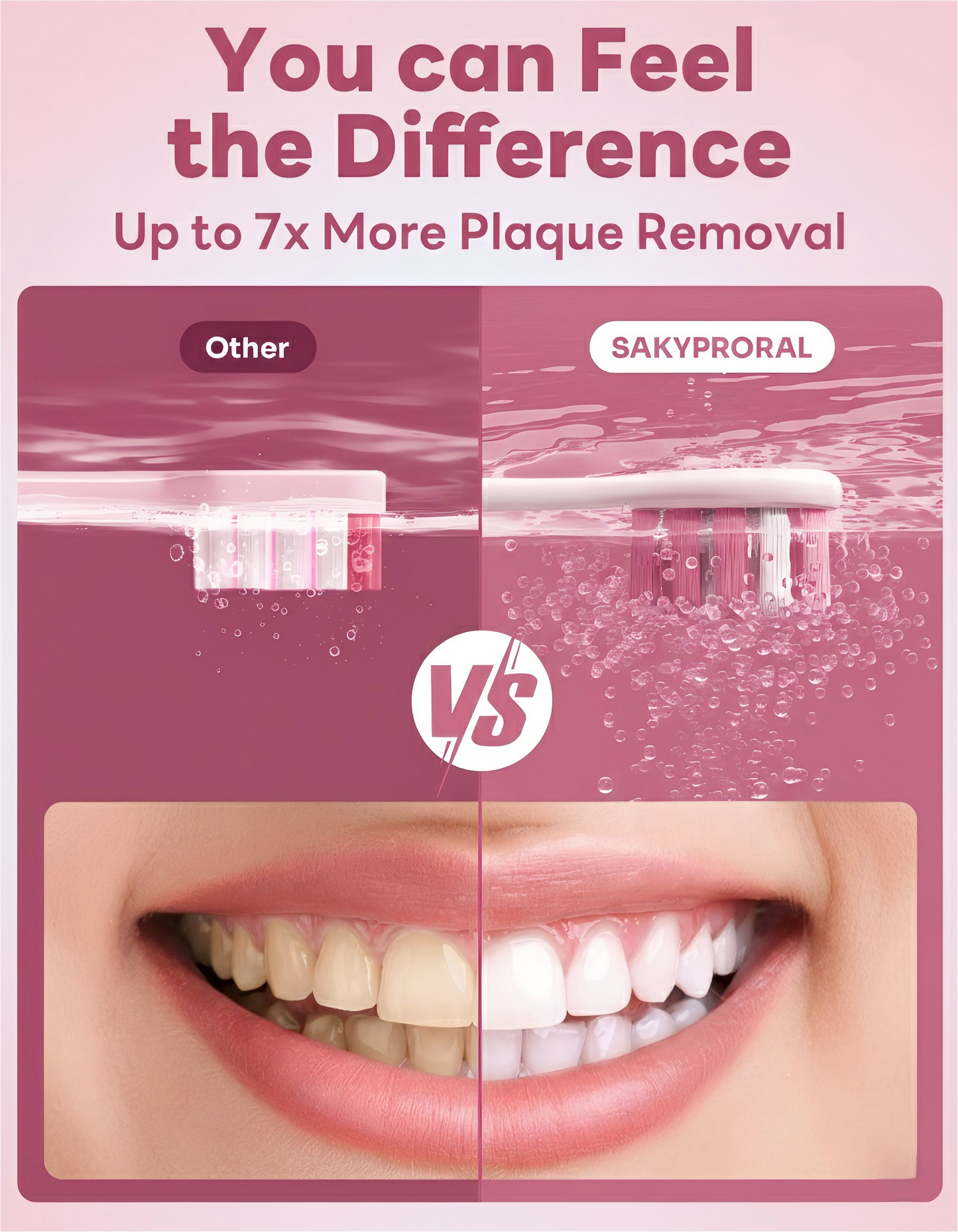 G5S Smart Electric Toothbrush 6 Brush Heads Pink