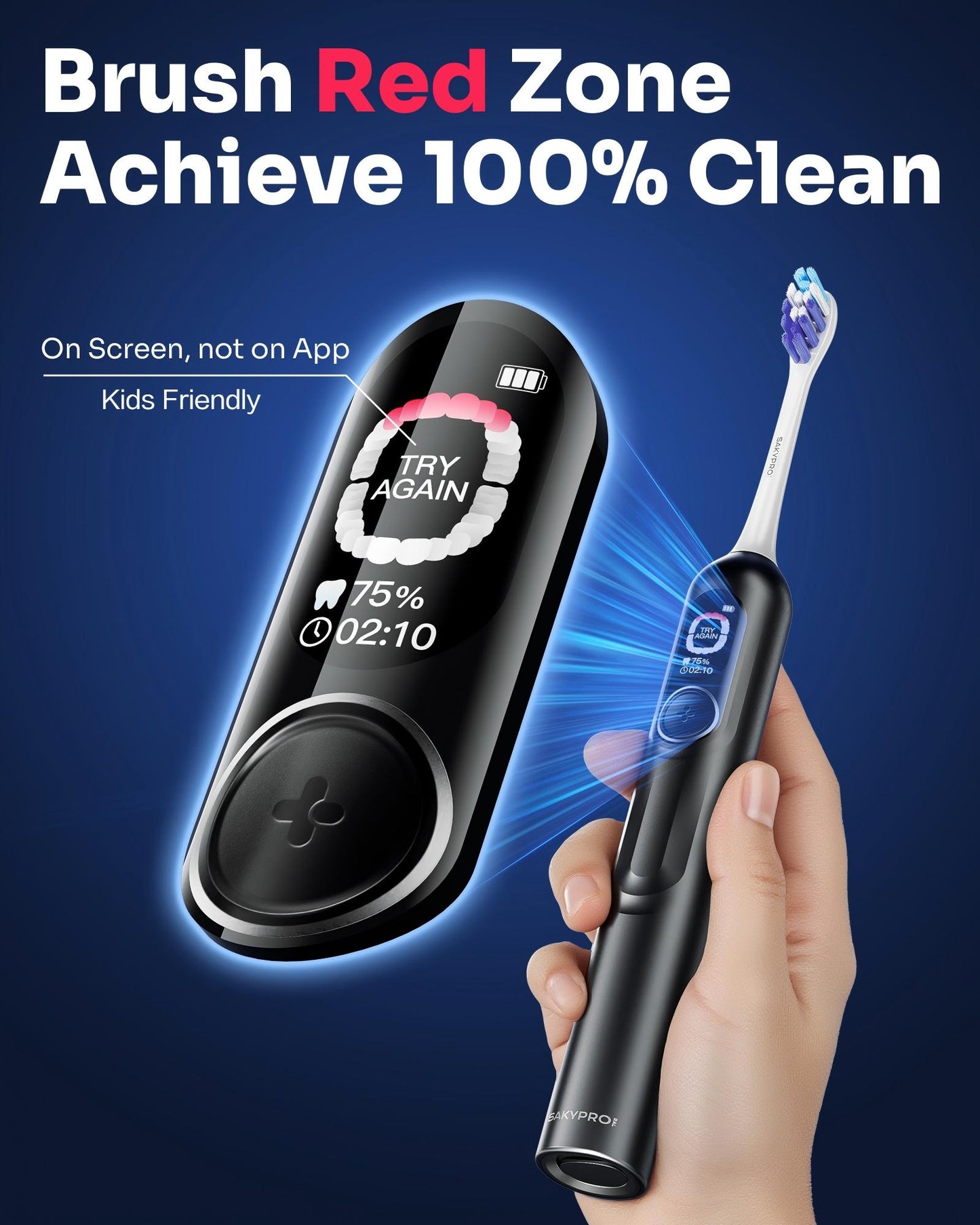 G5S Smart Electric Toothbrush 2 Brush Heads Black